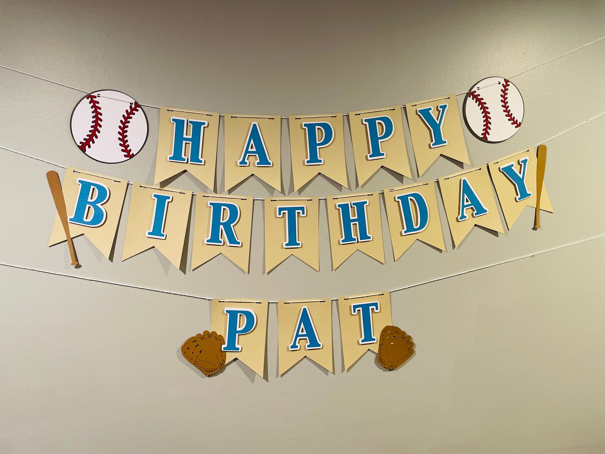 Custom Baseball Happy Birthday Banner With Name and Age 